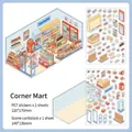 3D Supermarket DIY Scene Stickers Set with PET sheets and decorative background card - Corner Market
