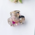3cm small tortoiseshell resin hair claw clip with pink and black marbled pattern - Pine Grey Black