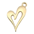 Glossy golden hollow heart charm pendant for DIY bracelets and necklaces jewelry making - 1pc Heart 14x21mm