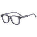 Fashion square gray transparent frames in premium acetate with metallic rivet details - Grey Frame