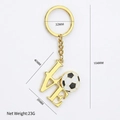 Golden metal soccer keychain with LOVE letters and football charm in 104mm total length - I Love Football Gold Style (X-1725)