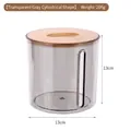 Cylindrical transparent gray tissue box with round wood lid measuring 13cm by 13cm - Round / Transparent Gray