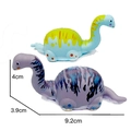 Miniature blue cartoon dinosaur squishy toy with measurements of 9.2cm in length - Style D - Blue Purple Striped Dinosaur (9.2x3.9x4.0cm)