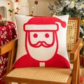 Housse de coussin de Noël avec broderie Père Noël sur tissu en velours doux - Père Noël (Velours)