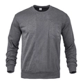 Detail of grey corduroy paneling and pocket on men's crewneck long sleeve sweatshirt - Dark Gray