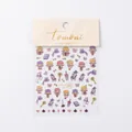 Stickers à ongles 5D gaufrés avec motifs de fille anime vintage et lapin violet - Fille & Lapin Magique (to1699)