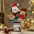 Christmas plush toy bouquet featuring Santa and Reindeer in a festive decorative bucket - Style 5