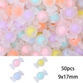 Mix of 50pcs candy-shaped acrylic beads in matte pastel colors, 9x17mm size for DIY crafts - Mixed Colors Frosted Candy (50pcs)