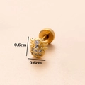 Orecchino a perno ragno dorato con zirconi cubici e chiusura a disco piatto 0,6 cm - 1# Ragno / Oro
