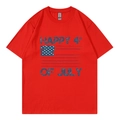 T-shirt femme rouge à manches courtes avec motif Happy 4th of July Independence Day - XS / Hauts / Rouge