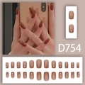 Unghie finte minimaliste marrone tè con strass e finitura lucida effetto gel - Stile Strass Lucido Terracotta (D754) / 24 Pz/Confezione (Con Colla)