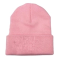 Detailed view of the soft ribbed texture and premium pink knit fabric on the beanie hat - L (54-60cm) / Pink