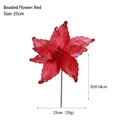 Artificial 25cm red Christmas flower with sequins and glitter for holiday decoration - Red
