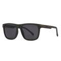 Classic matte black square TR sunglasses featuring distinctive colorful striped temples - Black Frame Yellow Red Temple