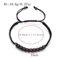 Adjustable black woven beaded hip-hop bracelet with 5mm dark grey metallic beads - Black