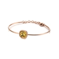 Bracciale geometrico in oro rosa con zircone giallo quadrato e catena con chiusura - Stile Giallo (KB120142-KHY)