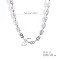 Sleek stainless steel geometric link chain necklace in silver finish for men and women - Geometric Clasp (567-10)