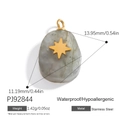 Waterproof stainless steel grey marble pendant with gold star for DIY necklaces - PJ92844-Grey Stone Star