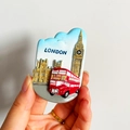 3D London souvenir fridge magnet with Big Ben and red bus in embossed resin - (55) London Red Bus UK