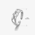 Adjustable silver star and moon ring with wave design and 1.7cm diameter size - Steel Color (249 Style) / 1.7cm (Adjustable)