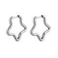Minimalistische silberne Edelstahl-Ohrringe in Sternform mit gewelltem Geometrie-Design - Wellenstern-Stil (Einzelstück)