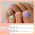 Macaron gradient glitter press-on toenails JY169-B7 24pcs box for elegant pedicure - JY169-B7 Colorful Gradient Glitter