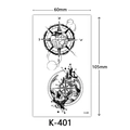 Waterproof temporary tattoo K-401 featuring black and white mountain compass designs - K-401 Compass Earth Forest