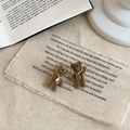 Pendientes de osito de peluche marrón con pedrería sobre tela de lino rústico - Pendientes de Oso Marrón con Diamante en el Pecho (4#)