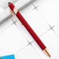 Sleek red aluminum ballpoint pen with rose gold metal trim and stylus tip for screens - Burgundy
