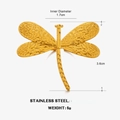 Gold stainless steel dragonfly ring with hammered texture wings and specifications - Gold Dragonfly Style / Gold