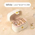 Mini portable jewelry organizer in off-white PU leather for rings and earrings - Mini White