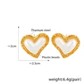 Pendientes de corazón bañados en oro de 18K estilo francés con perlas elegantes - Pendientes de Corazón (F1591) / Dorado