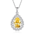 Collana in argento S925 con diamante al carbonio giallo a goccia e montatura halo - Argento 925 / Giallo Oca