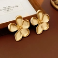 2# Silver Earring Post - Gold Flower