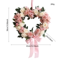 Pink and white rose heart-shaped wreath with silk bow, 45x38cm decorative floral wreath - Heart Wreath