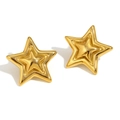 Pendientes de estrella de doble capa en acero inoxidable bañados en oro de 18 quilates - Dorado