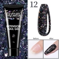 LILYCUTE glitter black nail extension gel shade 12 with before and after effect - 12-Iridescent Black Glitter
