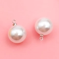 White round faux pearl pendant with silver alloy cap for DIY jewelry making - 12mm Silver Round