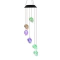 Solar powered Halloween wind chime with multi-colored glowing skull pendants - Electroplated Skull