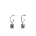 S925 Sterling Silber Ohrhänger mit ovalen Regenbogen-Zirkonia Steinen im Schliff - Ohrringe