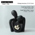 Abstract black matte couple figurines with a golden heart accent home decor statue - B495-0002 Mini Large Black Gold