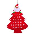Calendario de Adviento de fieltro rojo con forma de árbol, Papá Noel y 24 bolsillos - Árbol de Navidad