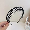 Cerchietto nero opaco antiscivolo con denti ondulati per fissare e modellare i capelli - Forma a Onda Piccola / Nero