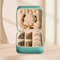 Portagioie portatile in pelle verde Tiffany con vari scomparti interni - 10*10*5cm / Blu Tiffany - Trama a Griglia