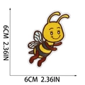 Detailed view of cartoon bee embroidery patch with dimensions showing 6cm width and height - Front Facing Little Bee Style (W18MF-098-14)