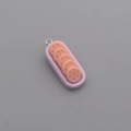 Miniature resin food pendant featuring pink tray and orange lotus root with silver ring - Pink Box Biscuit