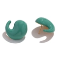 Pendientes de gota en esmalte verde azulado con acabado en acero bañado en oro 18K - Pendientes de Botón de Esmalte de Cola de Coma - Verde