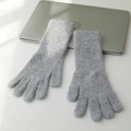 Guantes de punto grises de piel de conejo para mujer con aislamiento térmico cálido - Gris