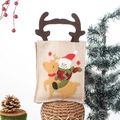 Christmas burlap gift bag with reindeer antlers and snowman embroidery pattern - Snowman