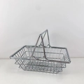 Mini stainless steel desktop organizer shopping basket with movable double handles - Small Full Silver Basket 15*10.5*6cm